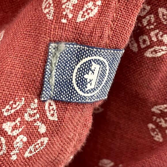 Peter Millar Linen Shirt Men Large Red Floral Coastal Grandpa Country Club Beach - Picture 8 of 9